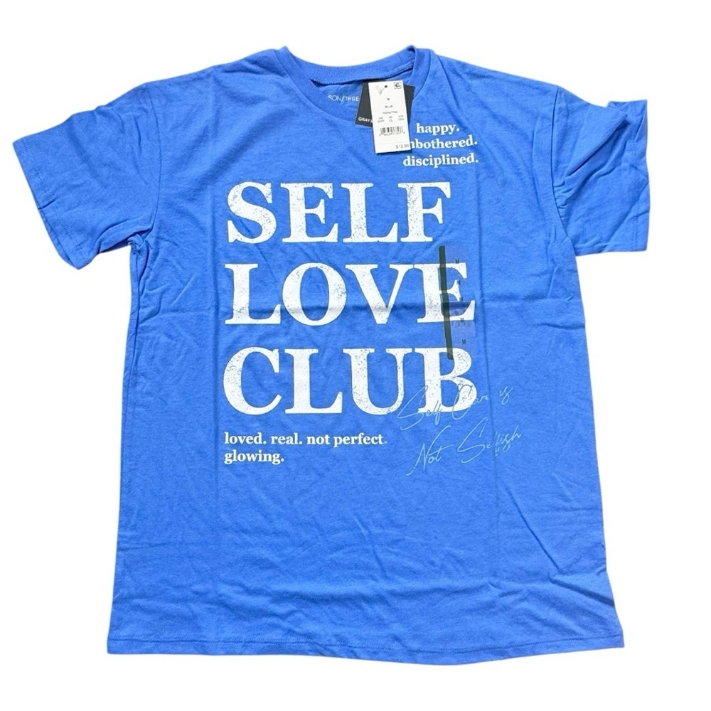 Grayson/Threads Self Love Club Blue T-Shirt Size M, NWT